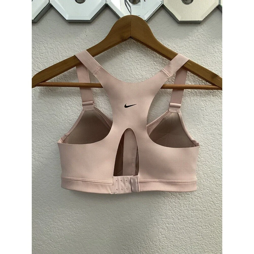 Nike Dri-FIT Alpha High-Support Padded Zip-Front Sports Pink Bra Small